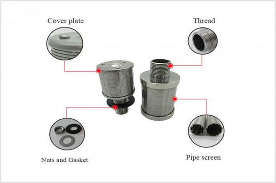 SS304 316l Johnson Vee Wire Screen Water Filter équipe DN53mm d'un gicleur
